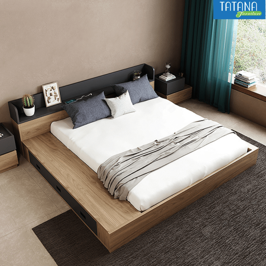 Giường gỗ Nhật ngăn kéo Tatana MDF028 - Hình ảnh 8