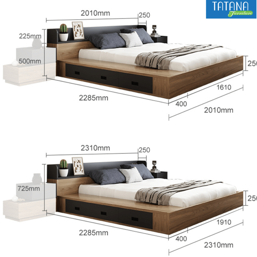 Giường gỗ Nhật ngăn kéo Tatana MDF028 - Hình ảnh 10