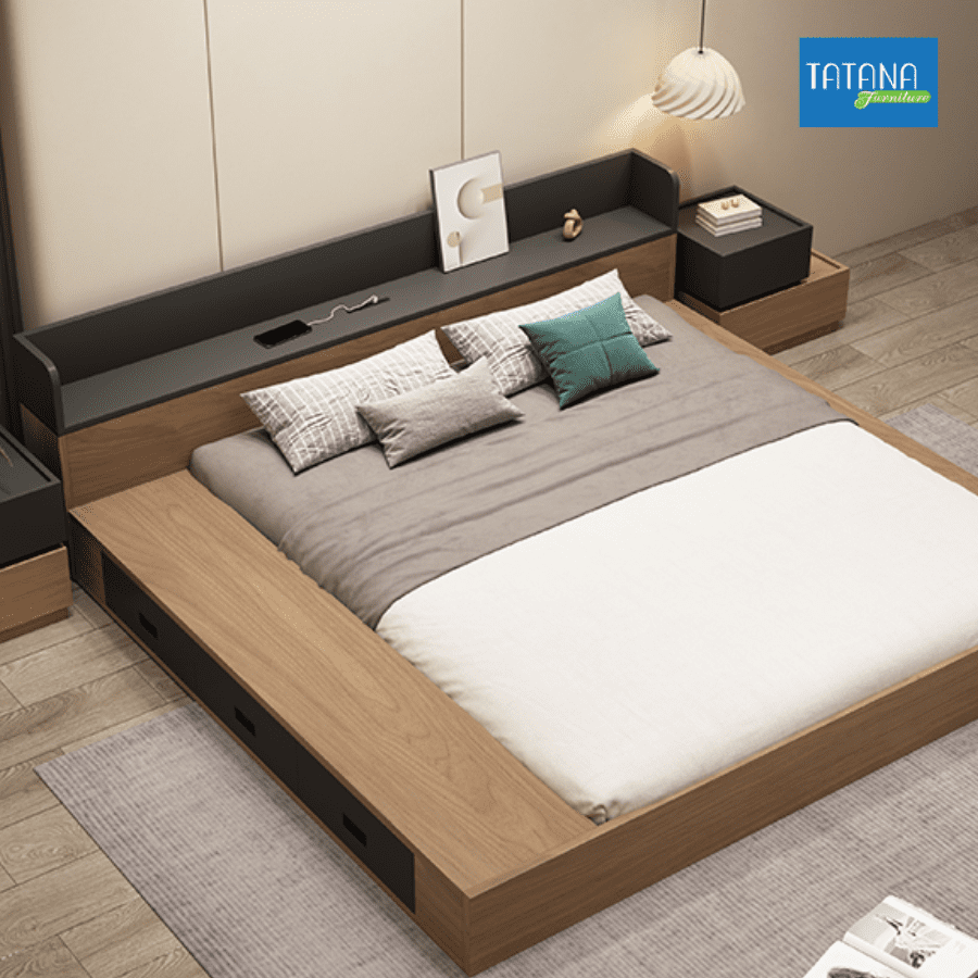 Giường gỗ Nhật ngăn kéo Tatana MDF028 - Hình ảnh 4