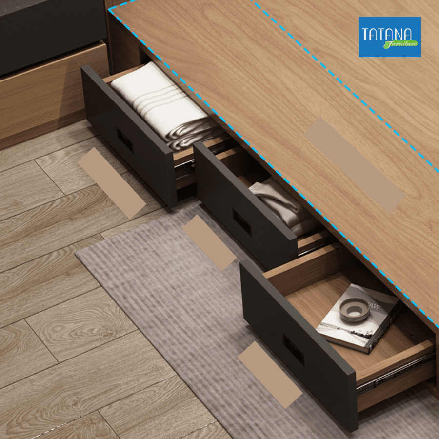 Giường gỗ Nhật ngăn kéo Tatana MDF028 - Hình ảnh 7