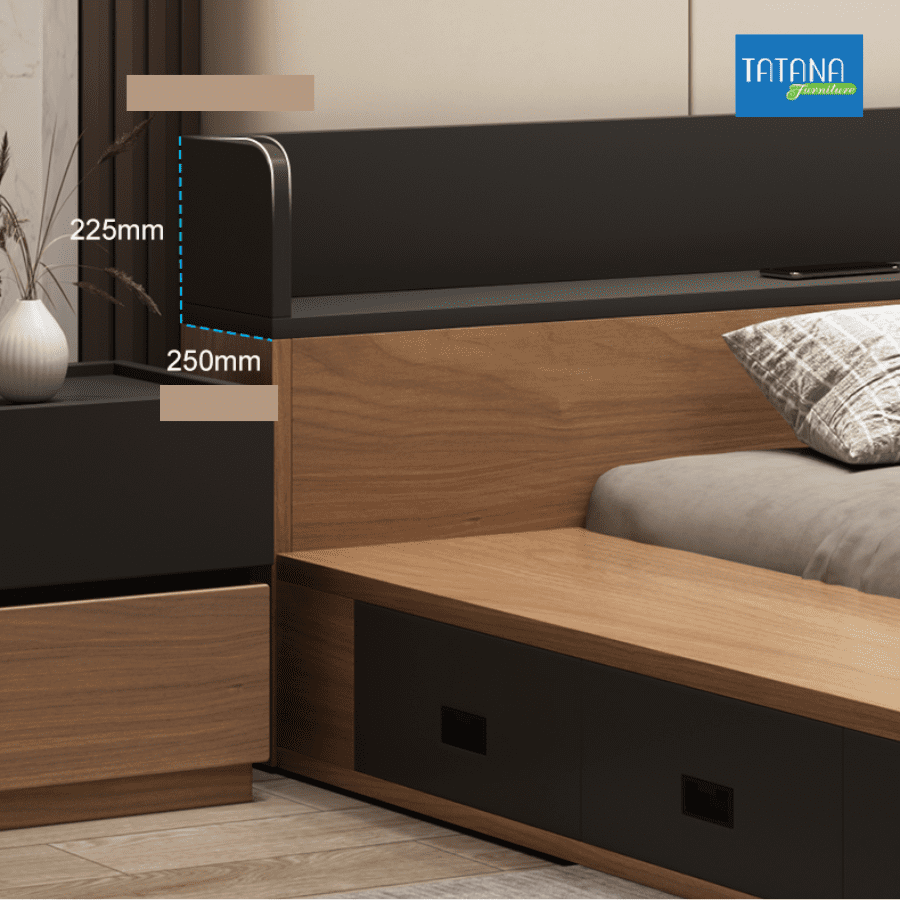 Giường gỗ Nhật ngăn kéo Tatana MDF028 - Hình ảnh 6