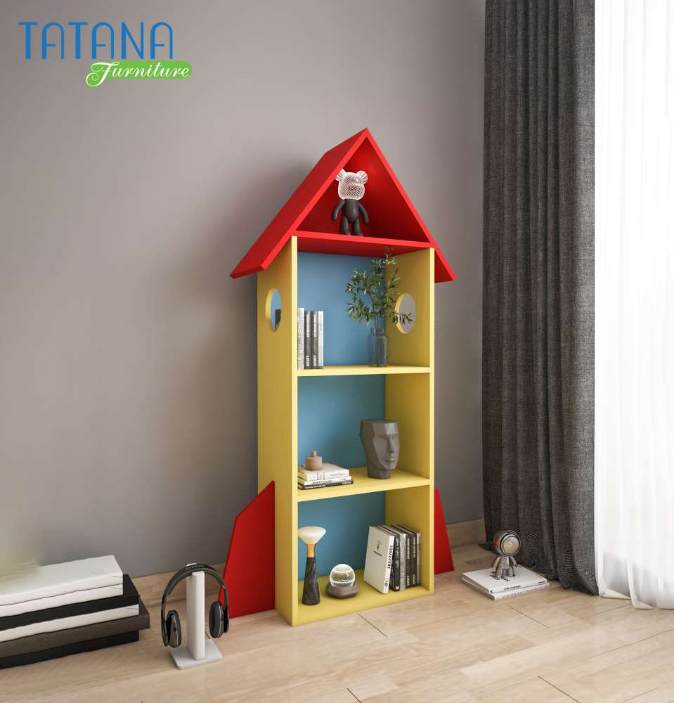 Kệ sách gỗ hình tên lửa cho bé Tatana KS032