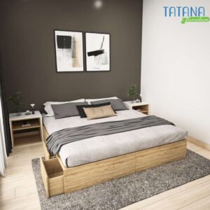 Giường ngủ gỗ khối hộp ngăn kéo Tatana MDF057