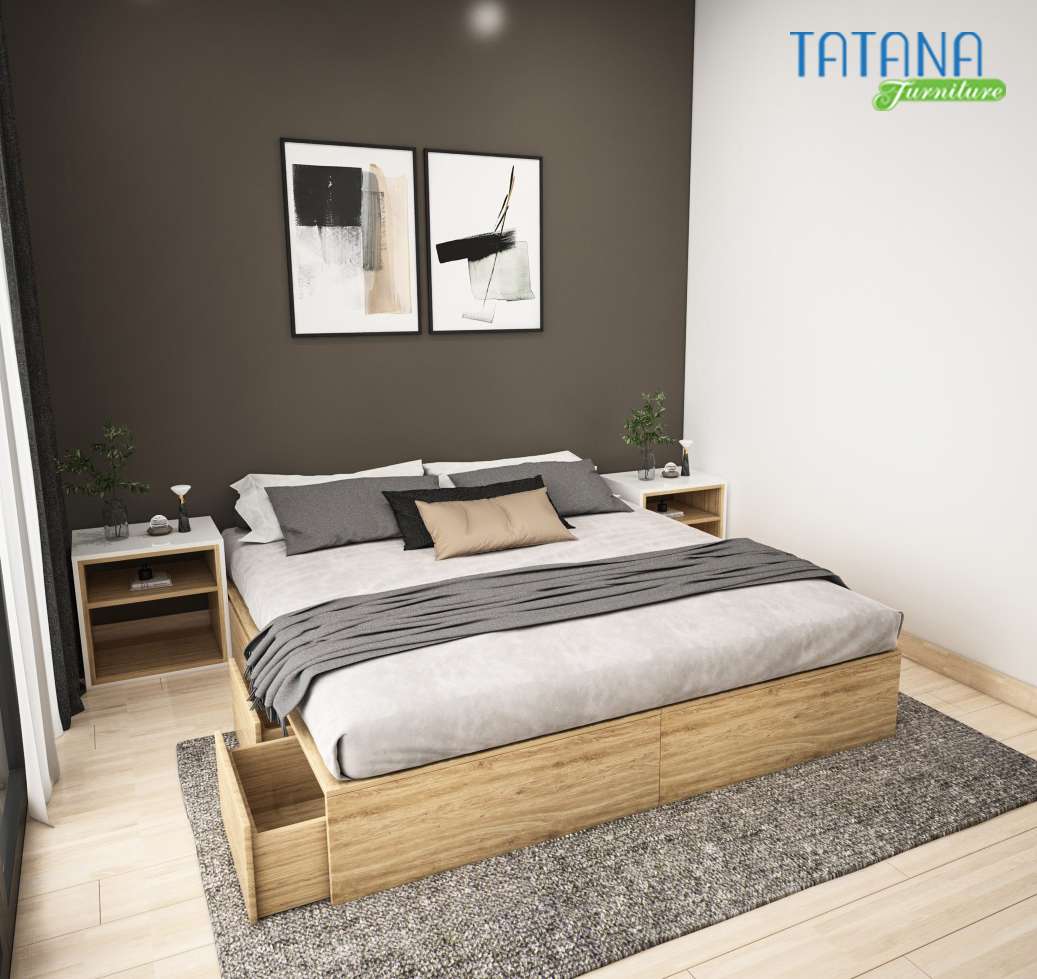 Giường ngủ gỗ khối hộp ngăn kéo Tatana MDF057