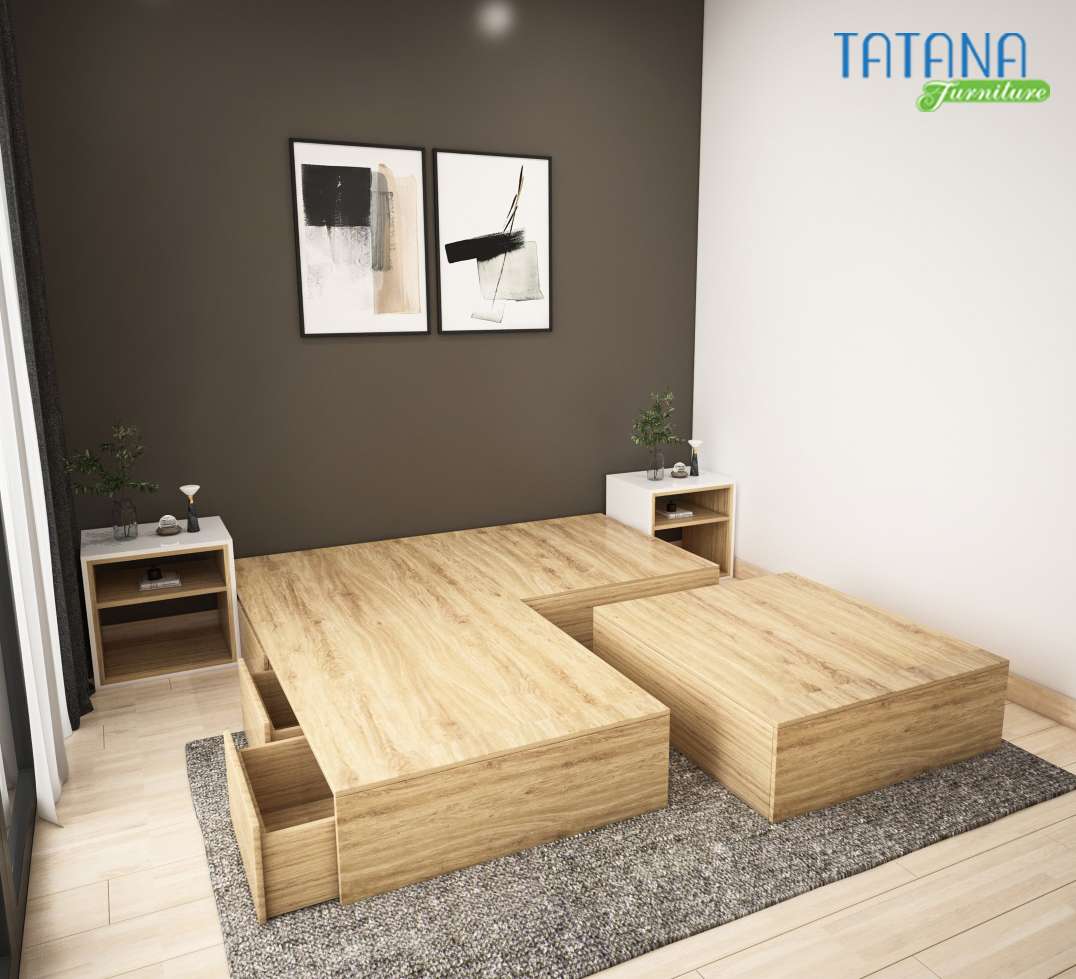 Giường ngủ gỗ khối hộp ngăn kéo Tatana MDF057 - Hình ảnh 10