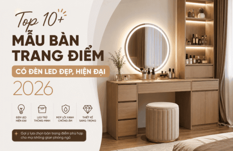Bàn trang điểm có đèn led đẹp, hiện đại